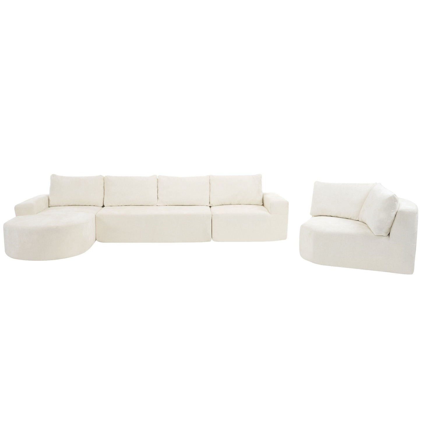 Modular Cloud Sectional Sofa Set, U-Shaped Upholstered Couch With Deep Seat