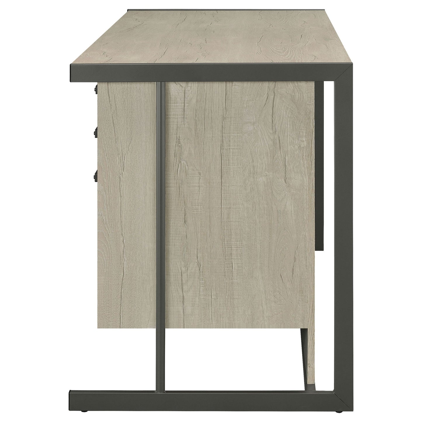 Brisley - Office Desk With Adjustable Keyboard Tray And 3 Drawer Storage - Beige / Gray