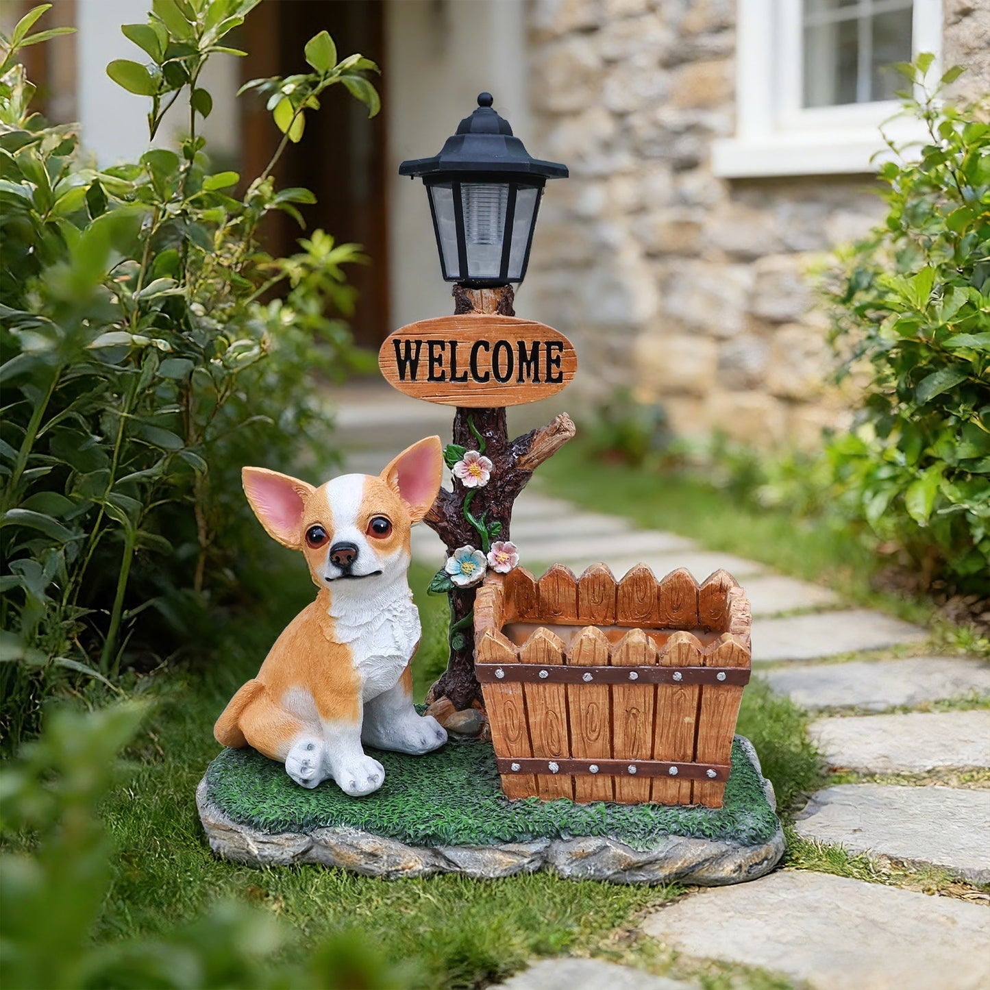 Sitting Chihuahua Dog Planter Statue