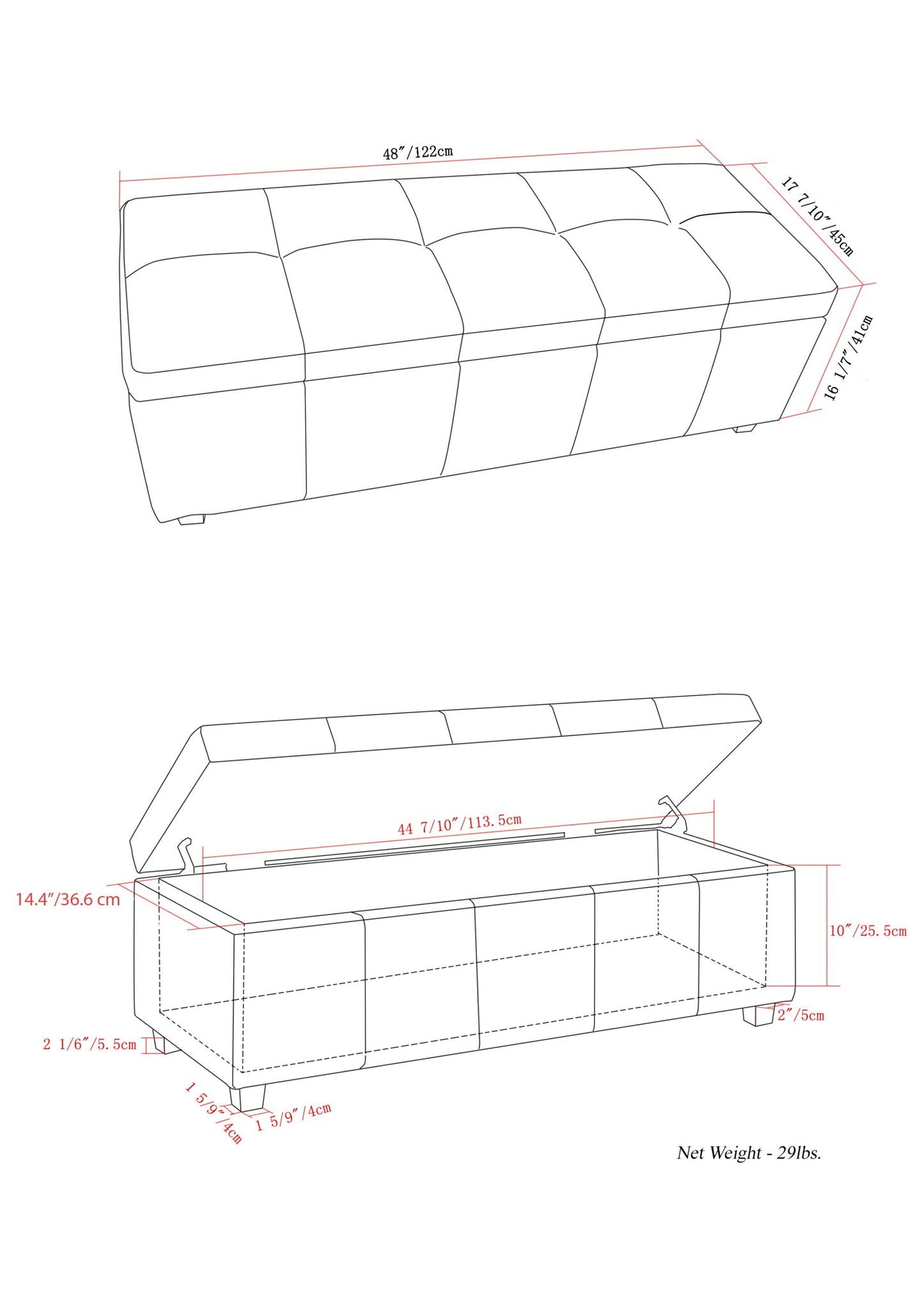 Castleford - Contemporary Storage Ottoman