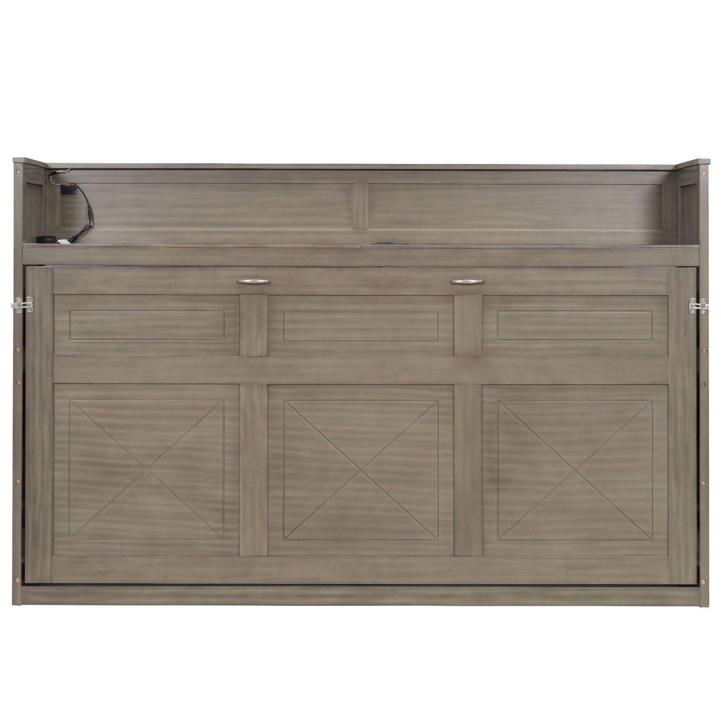 Murphy Bed With Desk, LED Light And USB Charging Station