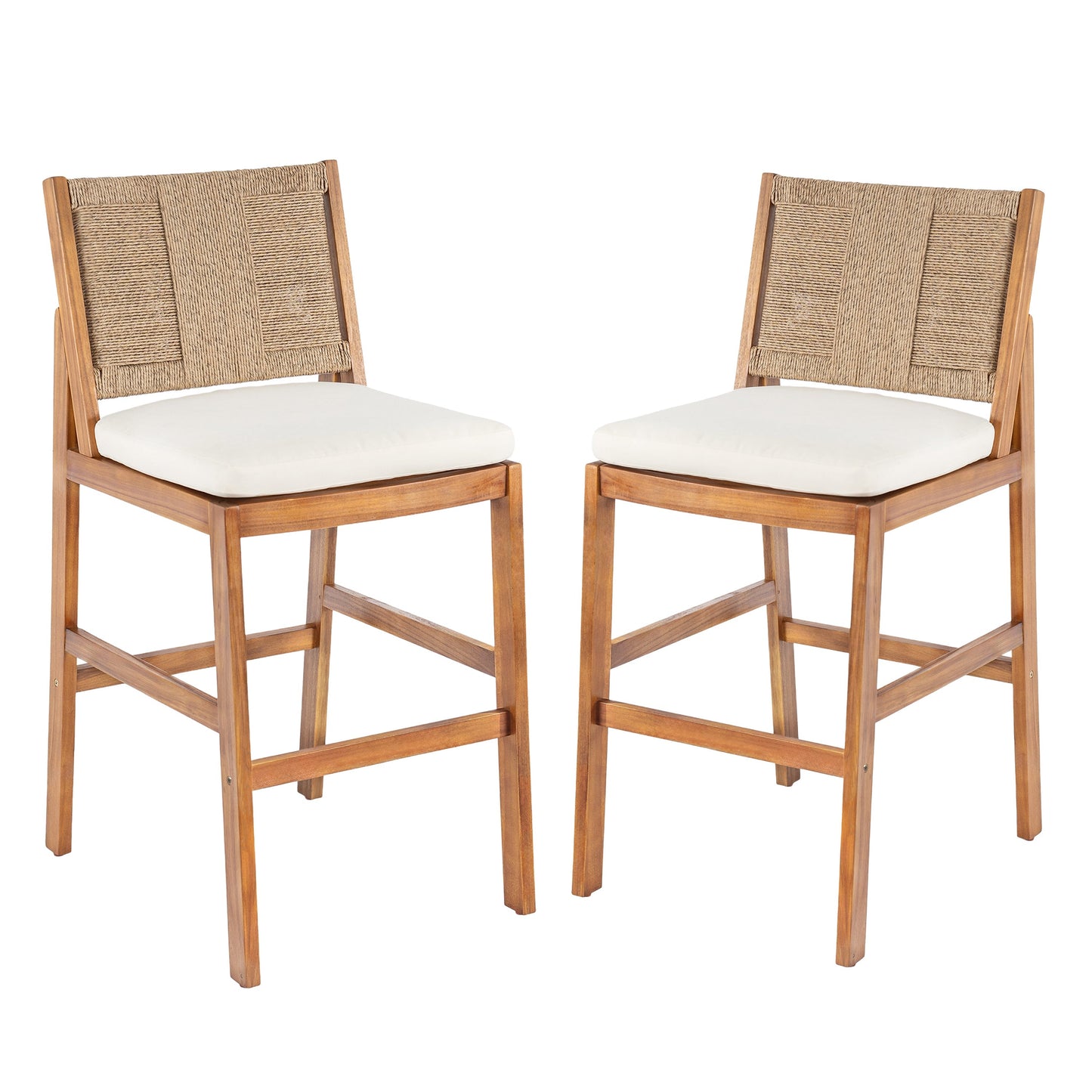 Outdoor Acacia Wood Bar Stools (Set of 2)