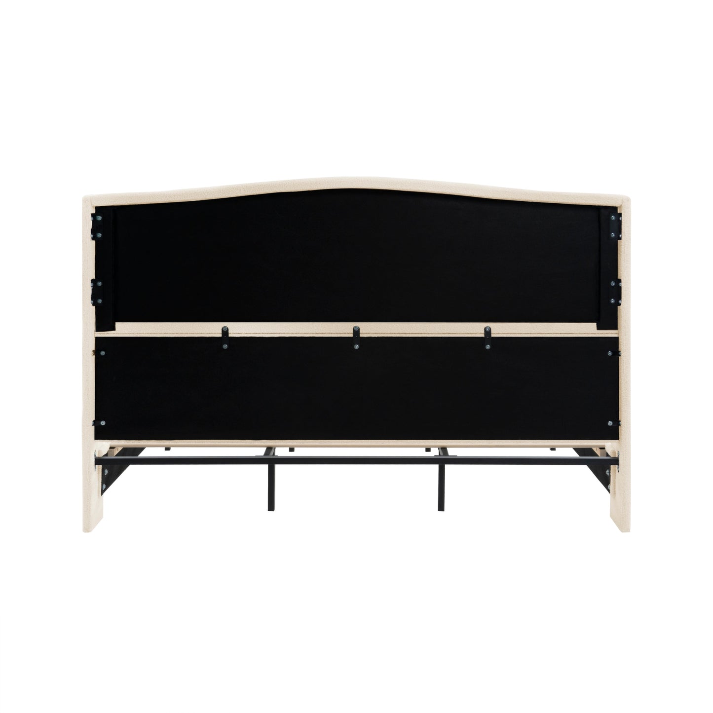 King Size Bed Frame with Upholstered Teddy Velvet Headboard