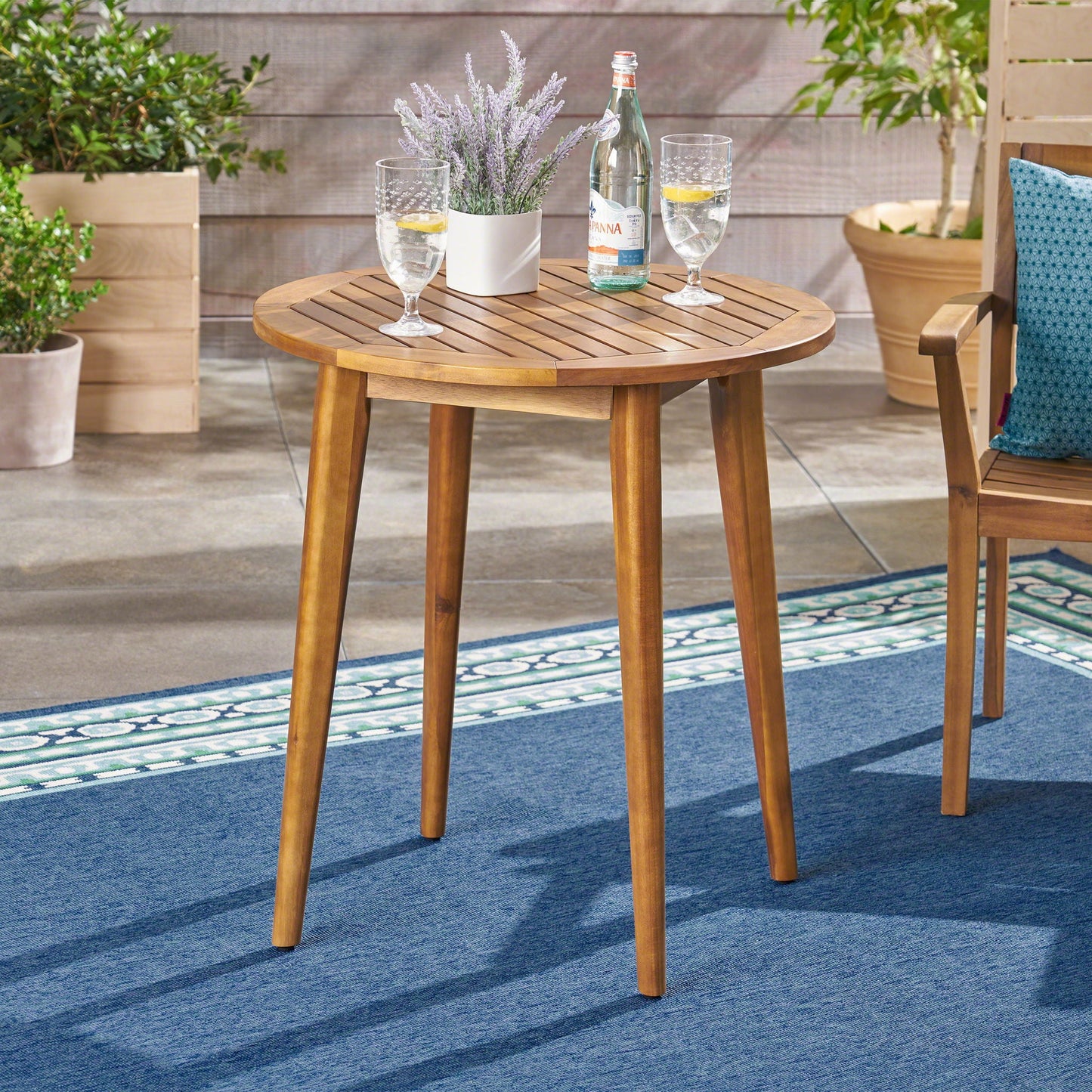 Stamford Modern Outdoor Bistro Table with Water-Resistant Teak