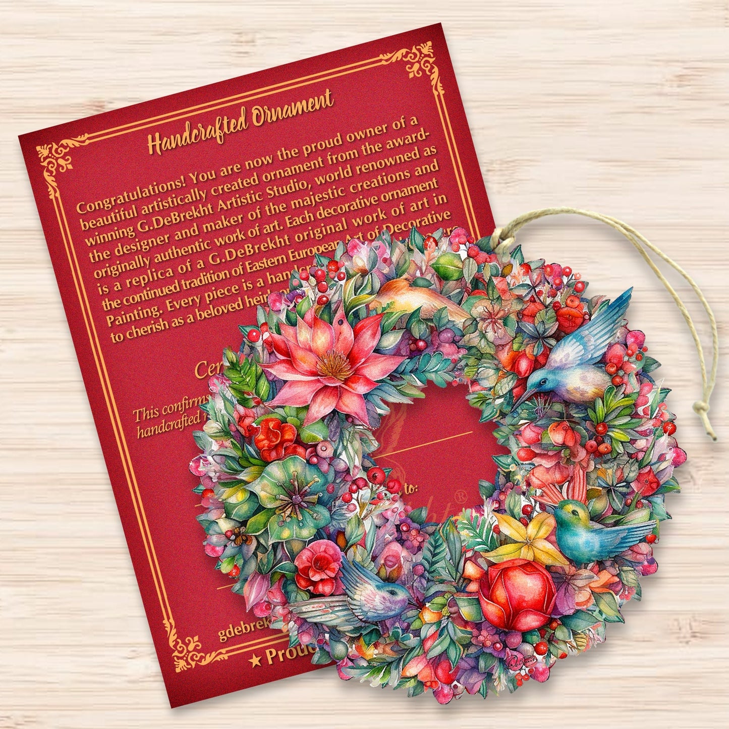 Summer Blooms Wreath Wooden Ornaments by G. Debrekht Christmas Decor - 8611072