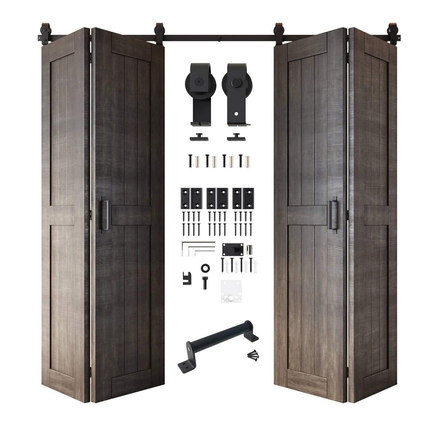 4-Door Bifold Barn Door Kit | Black Hardware