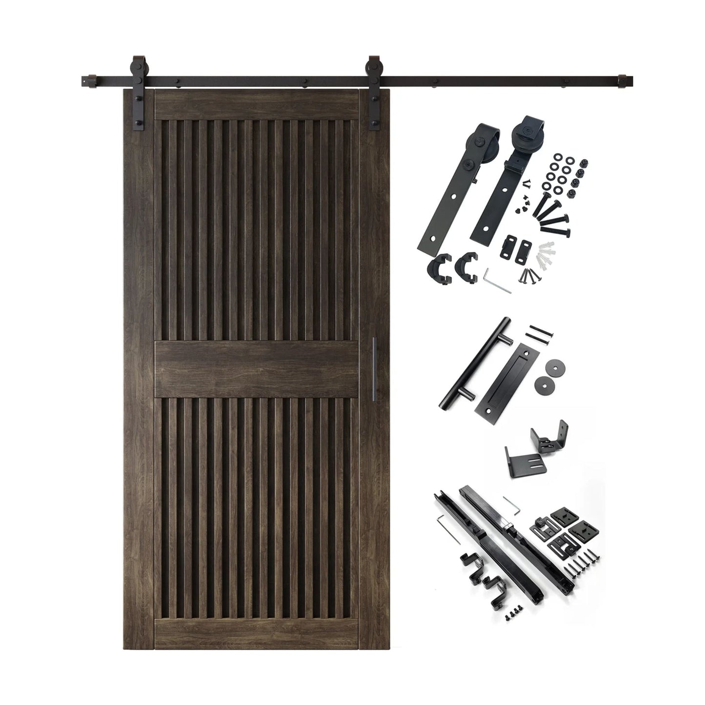 Vertical Slat Barn Door Kit | Black Hardware