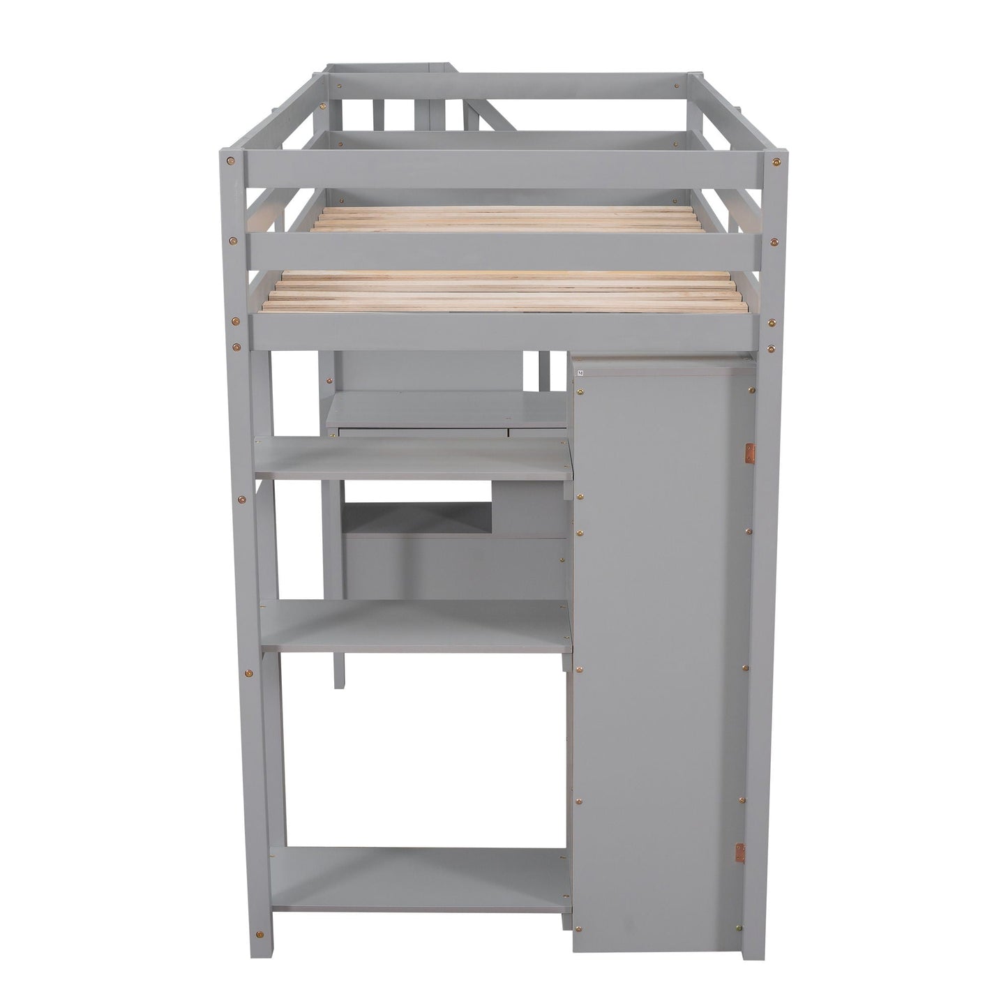 Loft Bed With Storage Drawers, Desk And Stairs With Shelves
