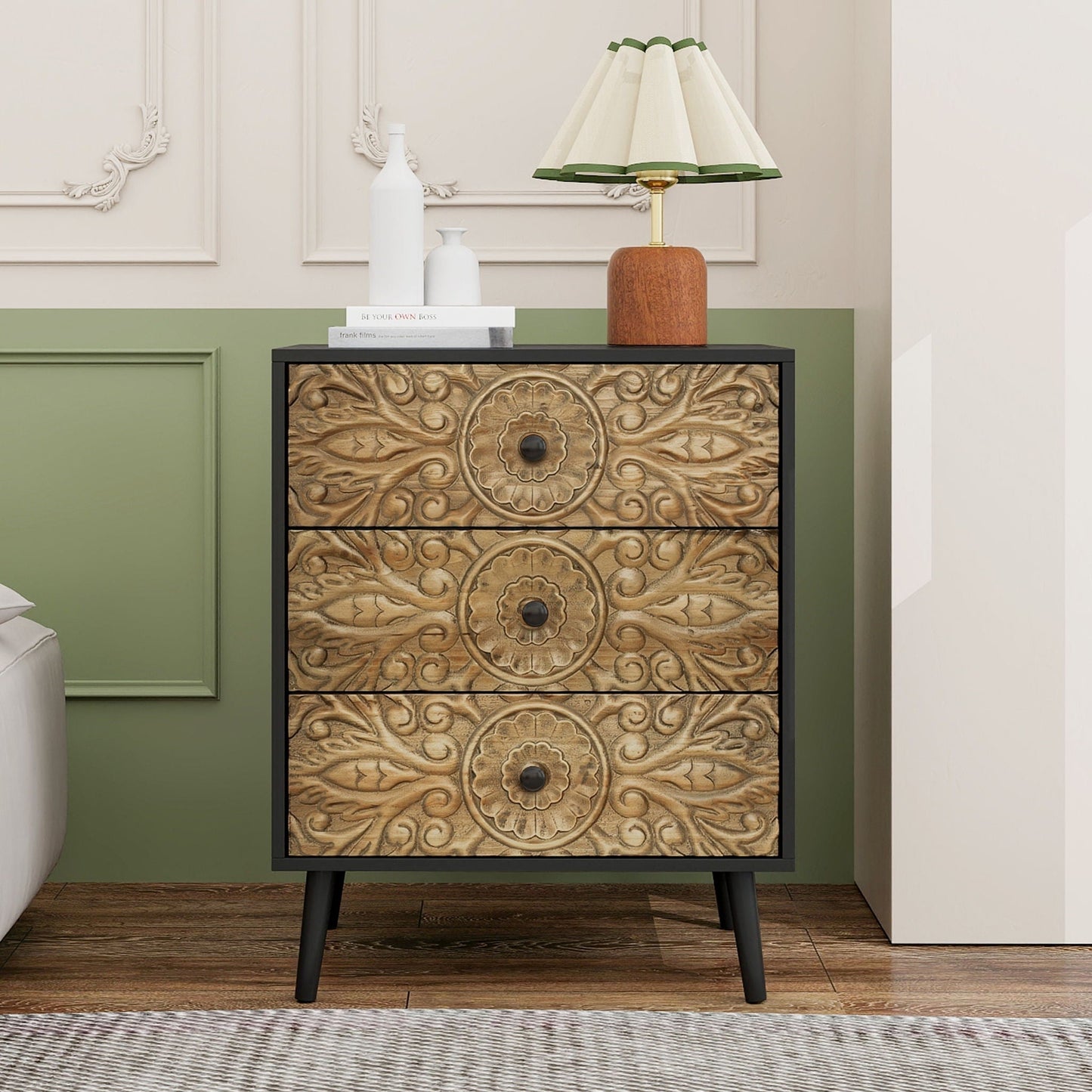 3 Drawer Cabinet, Suitable For Bedroom - Black