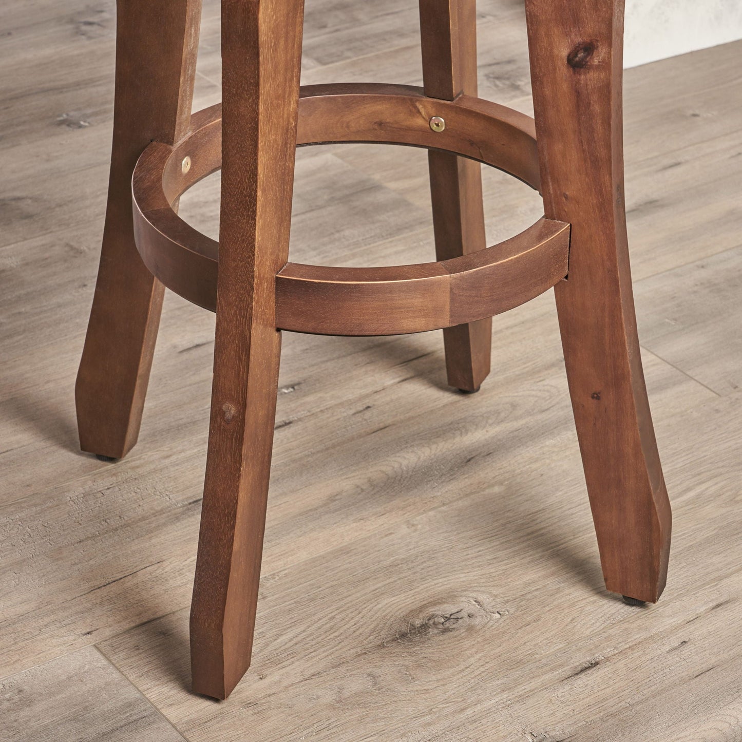 Primrose Outdoor Acacia Wood Barstools With Foot Rest (Set of 2) - Dark Brown