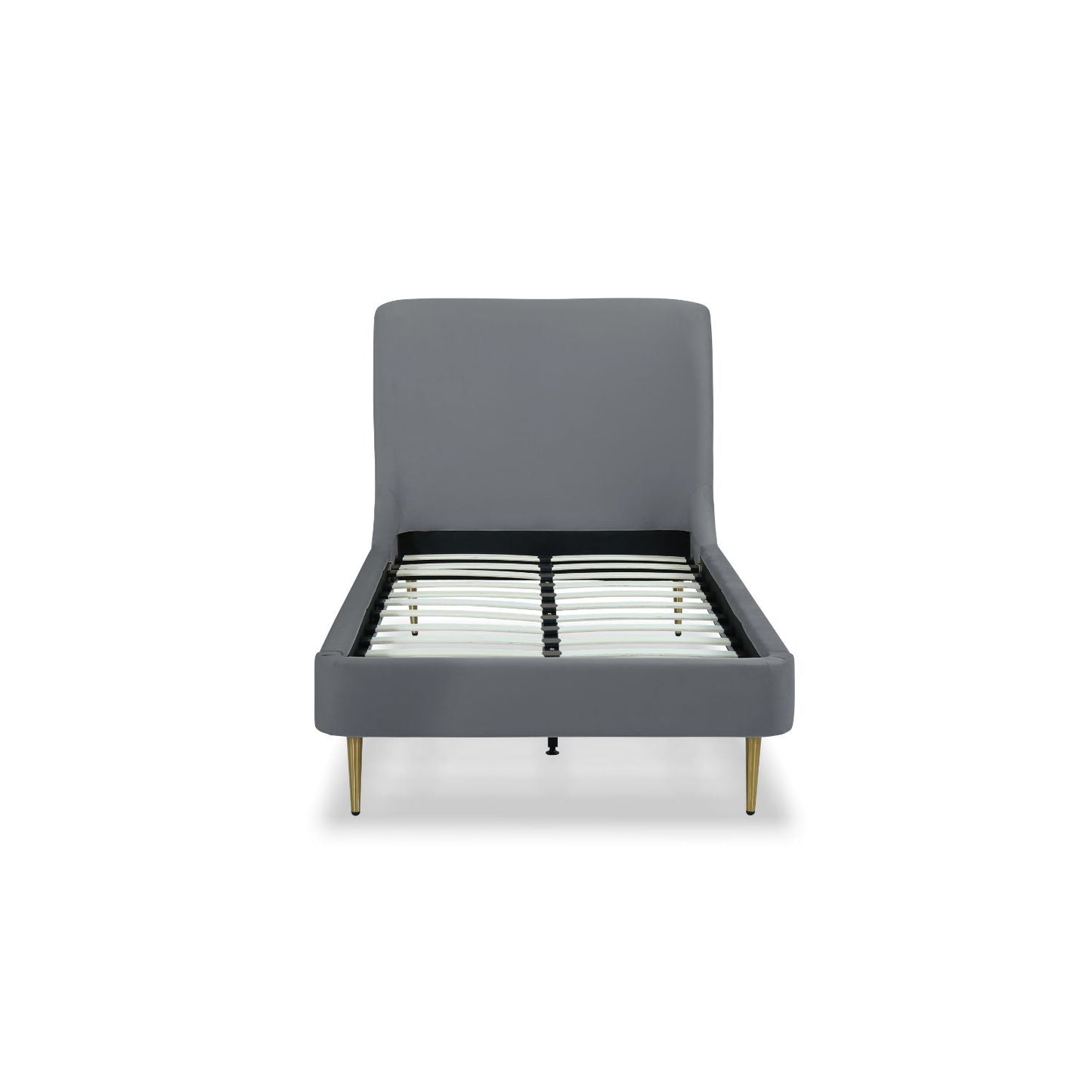 Mid-Century Modern Upholstered Bed With Curved Headboard