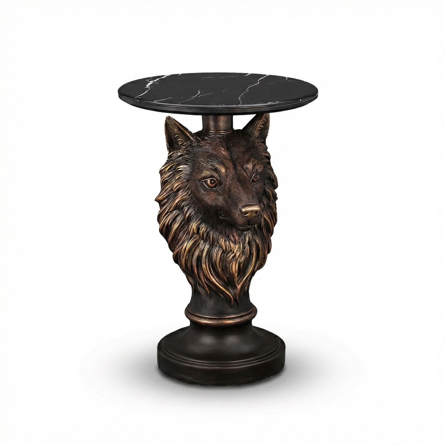 Wolf Head Accent Table Animal Statue