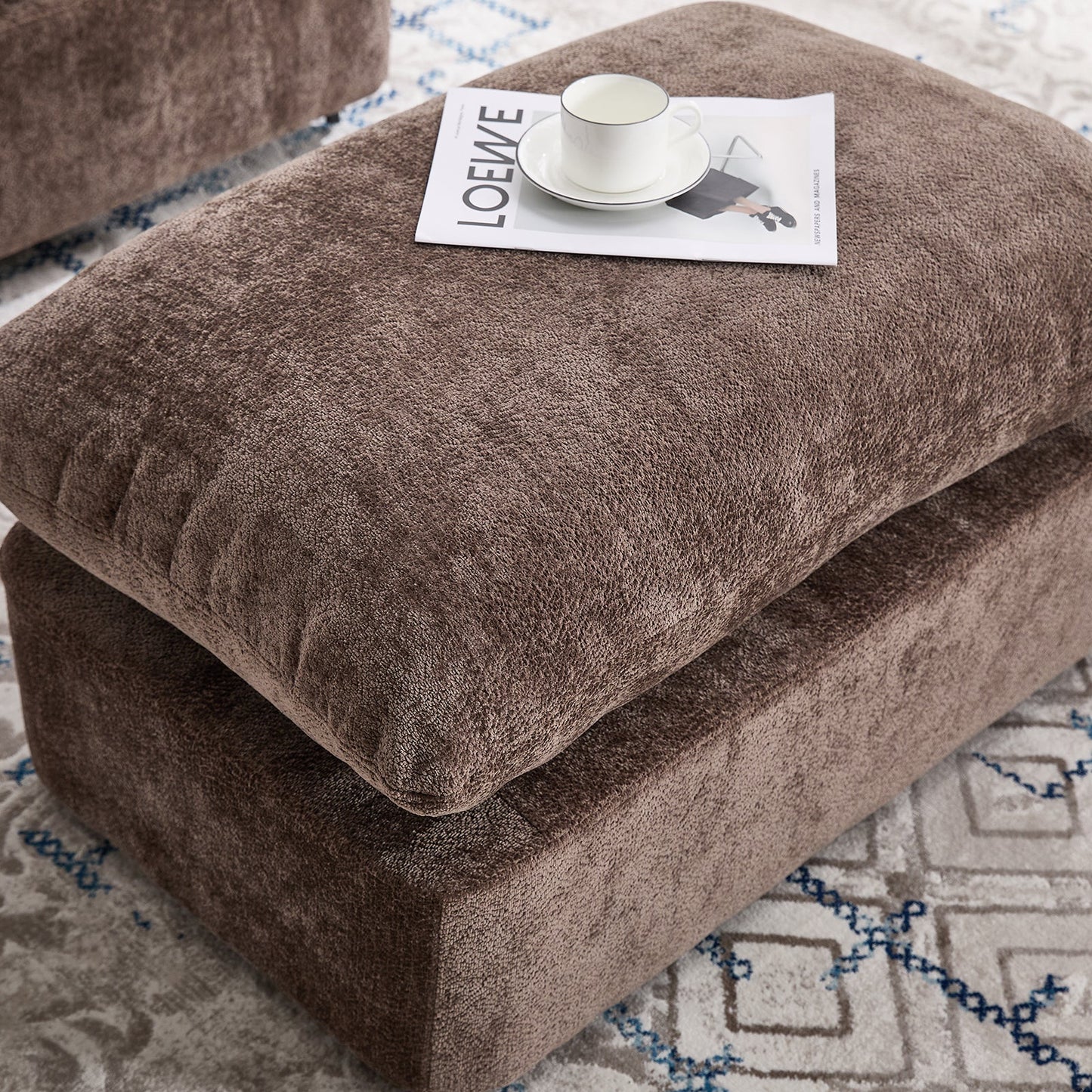 46.1" W Upholstered Oversized Swivel Accent Chair with Ottoman