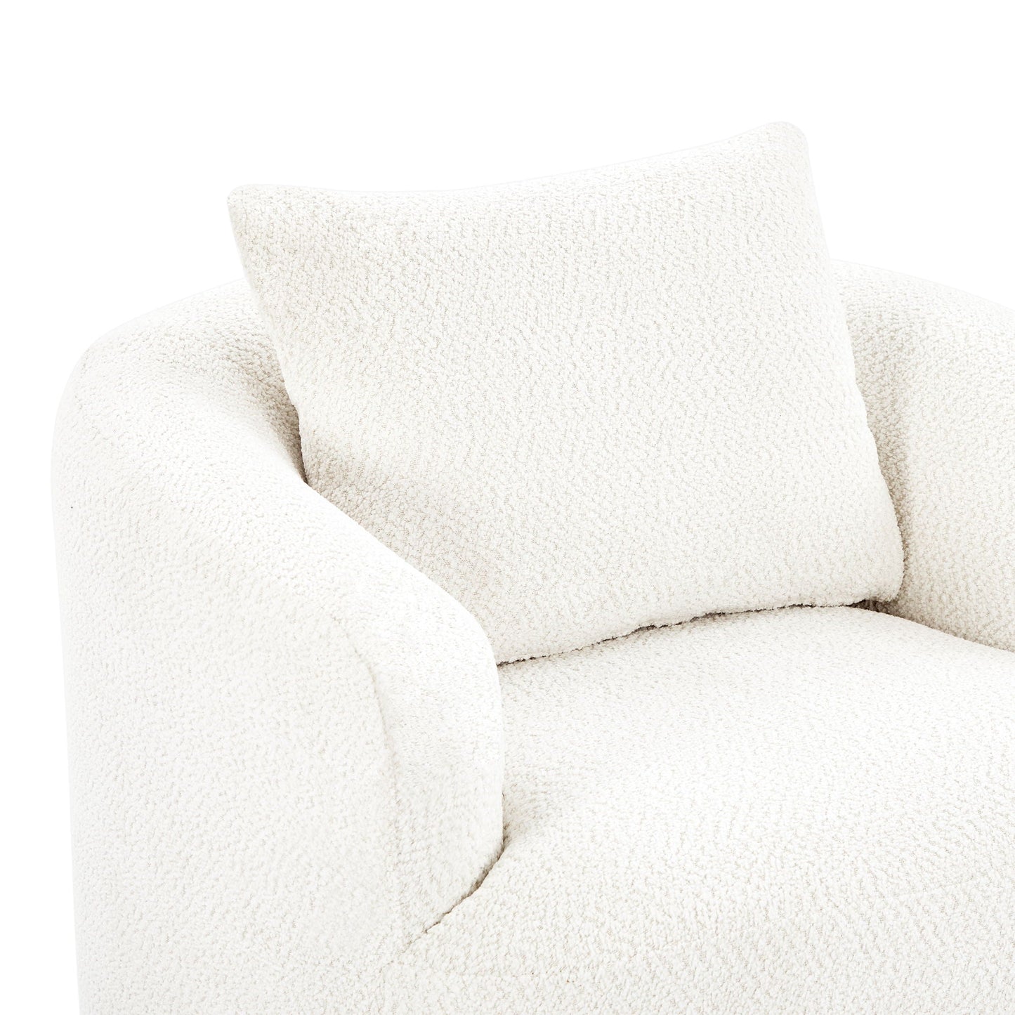 360° Swivel Barrel Sofa Chair With Throw Pillow, Upholstered Accent Chair