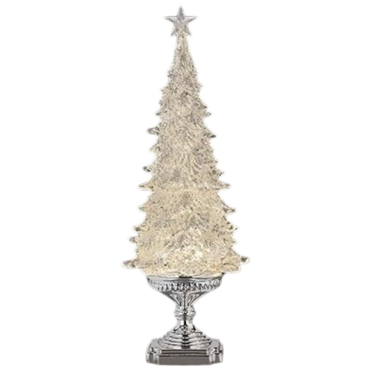 Silver Lighted Glitter Swirl Tree – 20 Inch