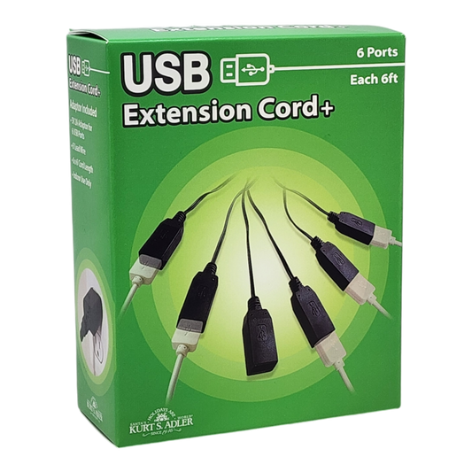 6 Port USB Extension Cord with 2 Amp Power Plug - Black