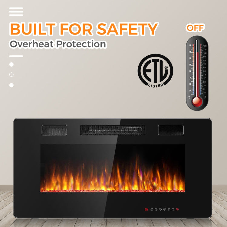 36" Slim Wall Mount Fireplace