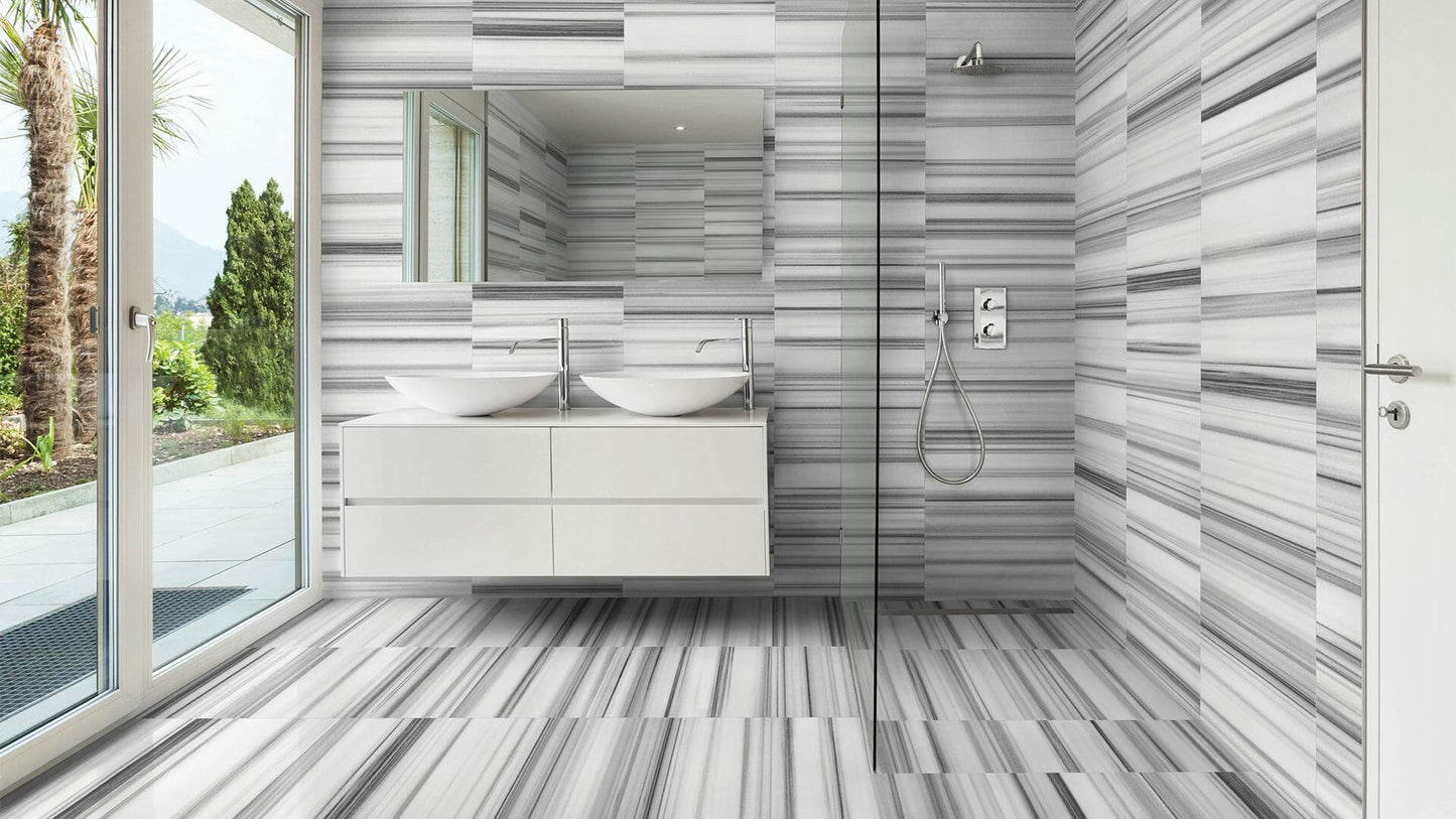 Equator White Marble Floor and Wall Tile - Livfloors Collection