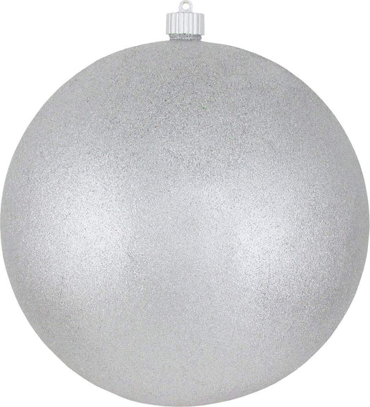 10" Commercial Shatterproof Ball Ornament - Silver Glitter