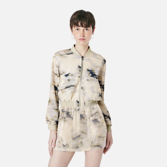 European and American style women's fashion casual tie dye jacket jacket, half skirt set