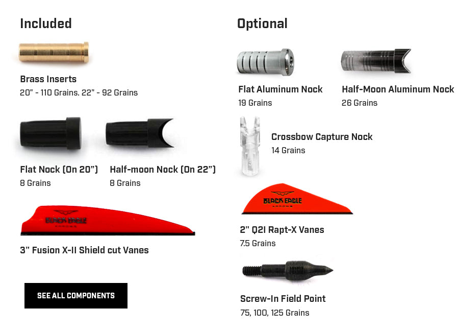 Black Eagle Arrows Executioner Crossbow Arrows 144 Pack - 3" Vanes