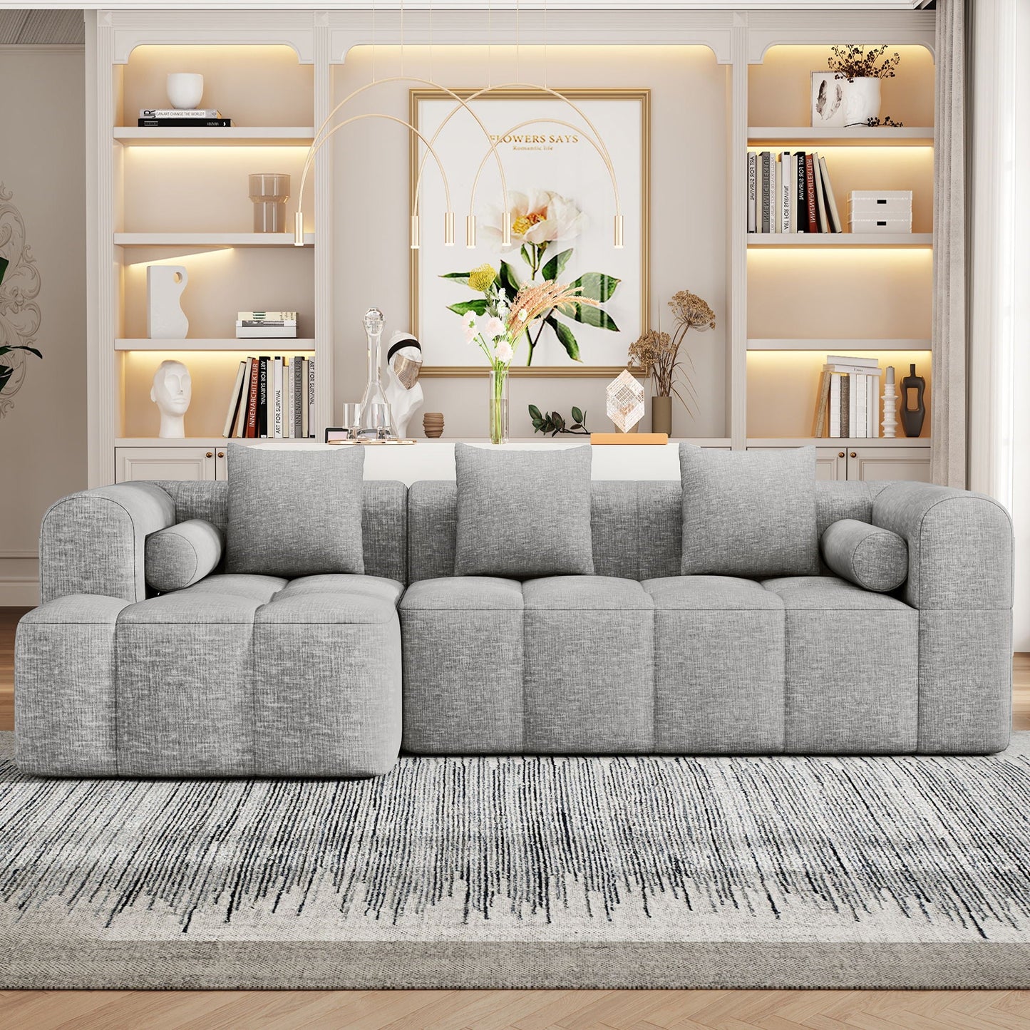 Sectional Free Combined Sofa With 2 Side Pockets
