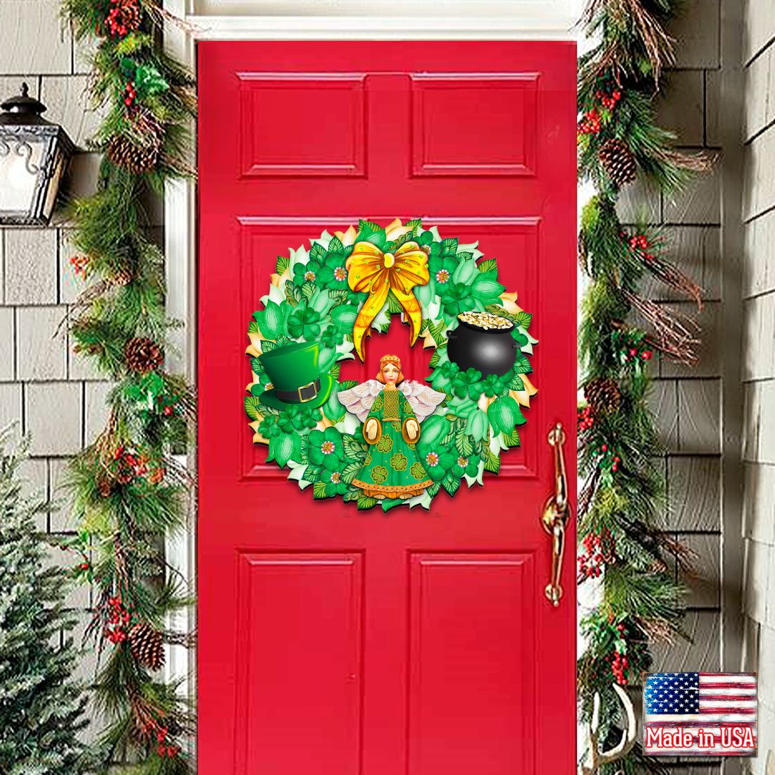 St Patrick's Day Wreath Irish Holiday Door Decor by G. DeBrekht - Celtic Decor - 8185318H