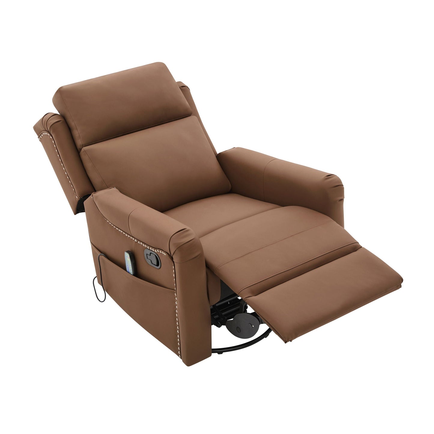 Manual Recliner Swivel Rocking Chair With 8-Point Massage and Heating