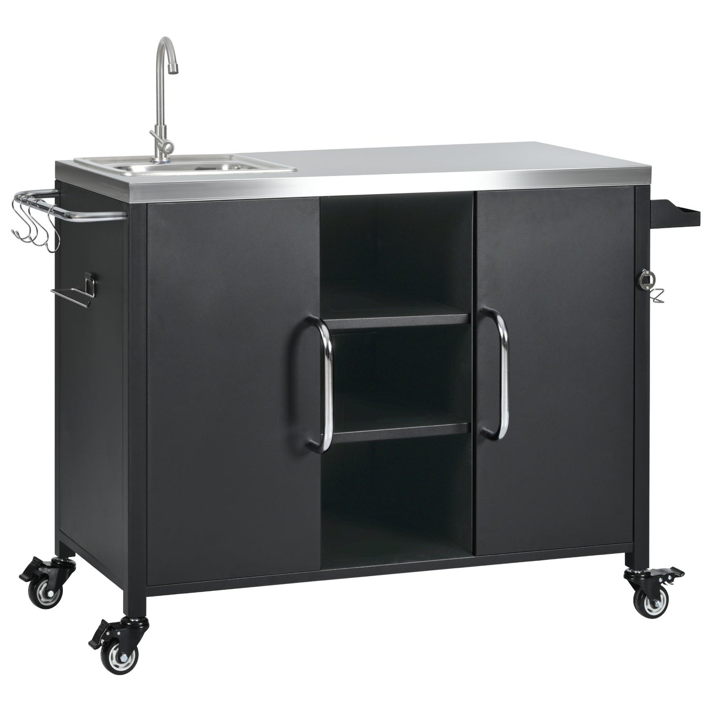 K&K 55.5" Outdoor Kitchen Island with Sink