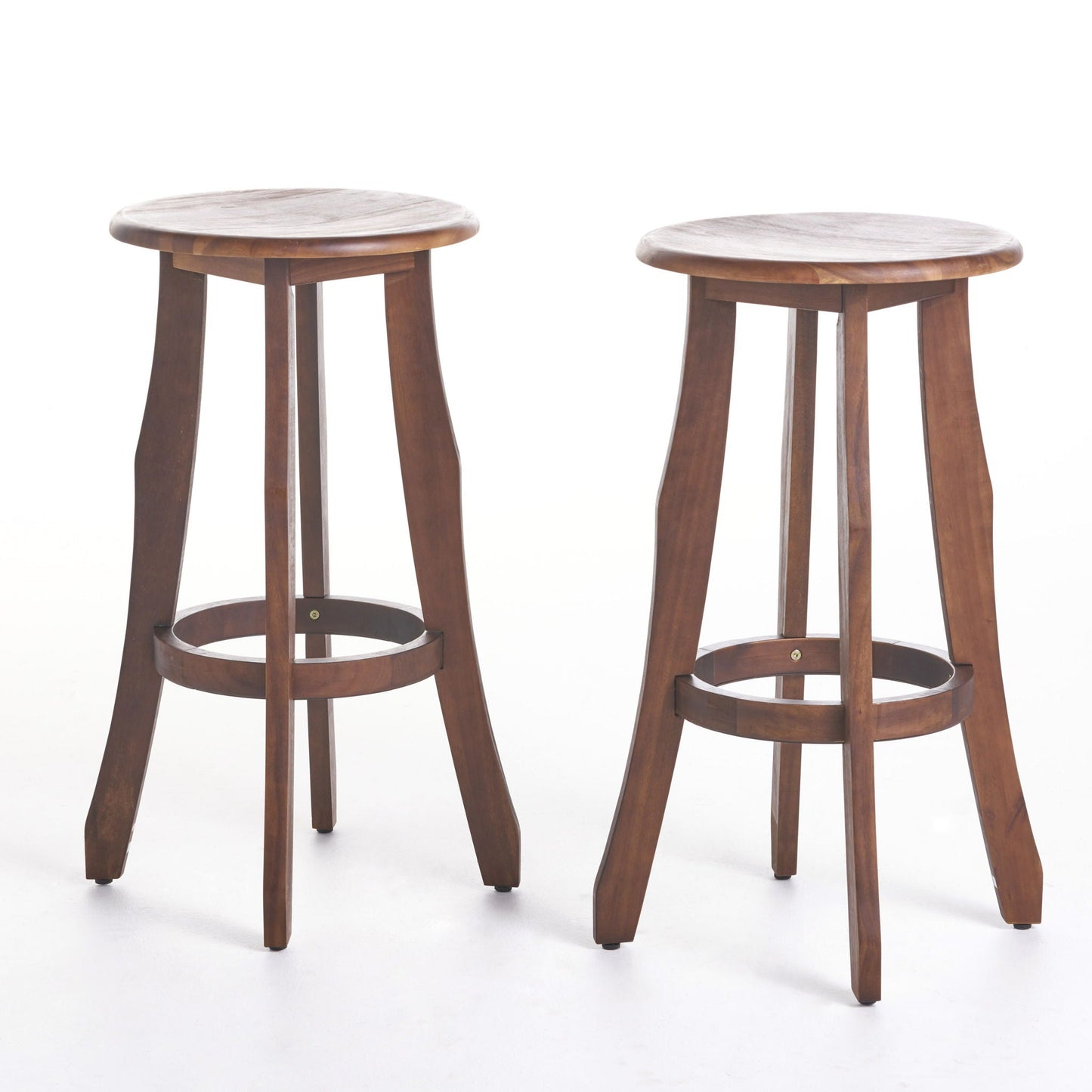 Primrose Outdoor Acacia Wood Barstools With Foot Rest (Set of 2) - Dark Brown