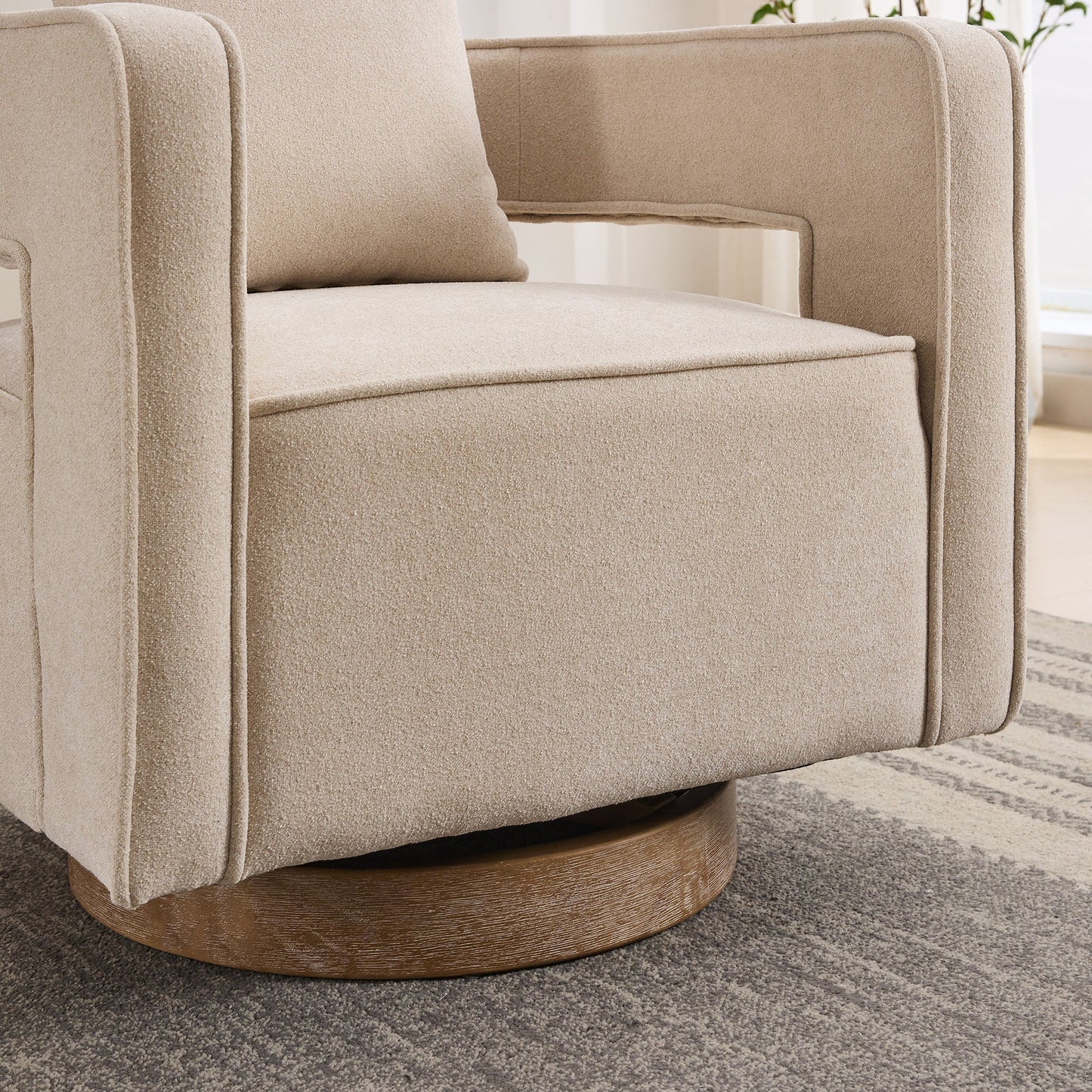 29.1"W Swivel Accent Chair With Weathered Base