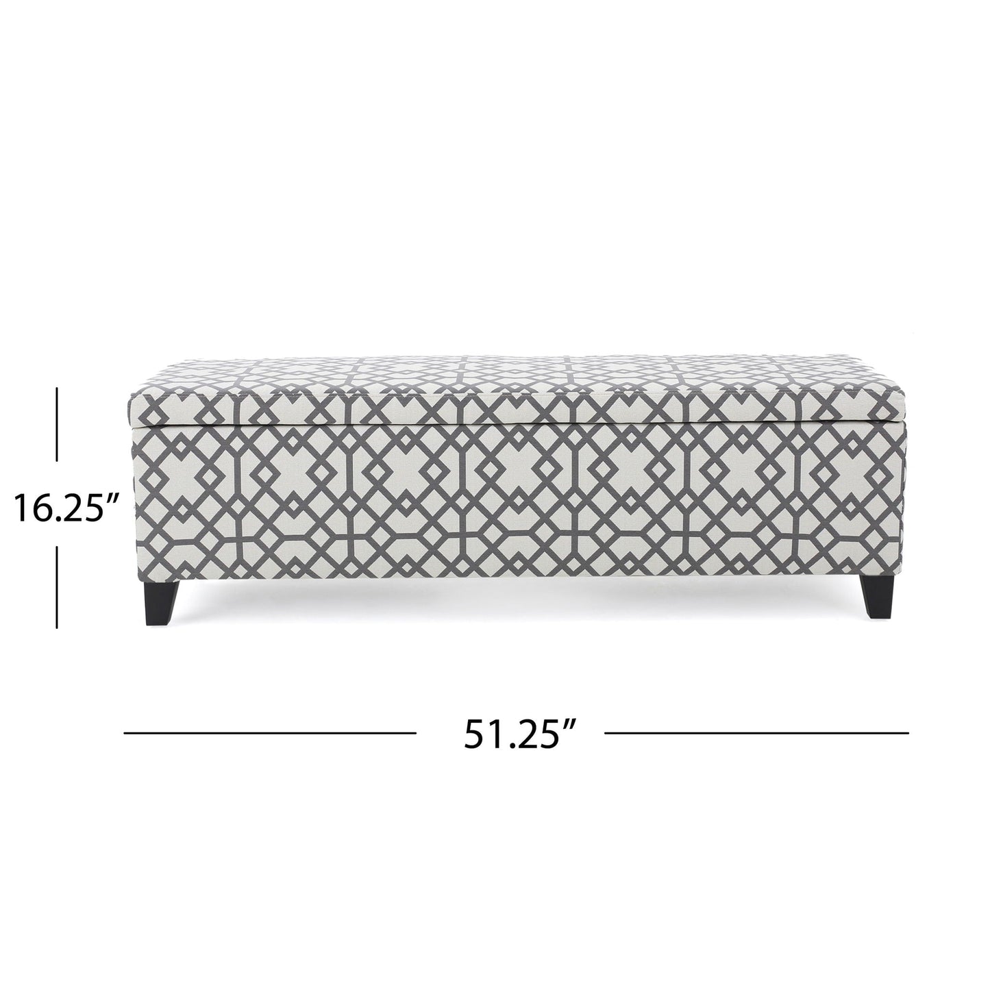 Quotient Upholstered Storage Ottoman With Tapered Block Feet - Gray / White