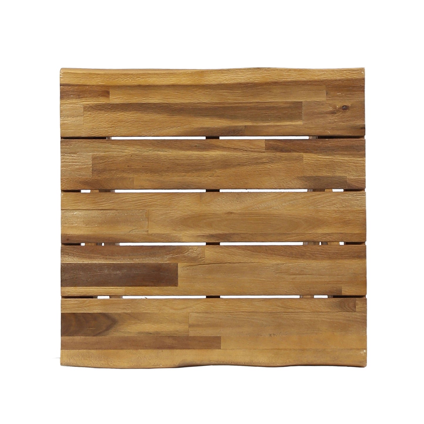 Passion Outdoor Side Table With Cross Base and Slatted Top - Teak