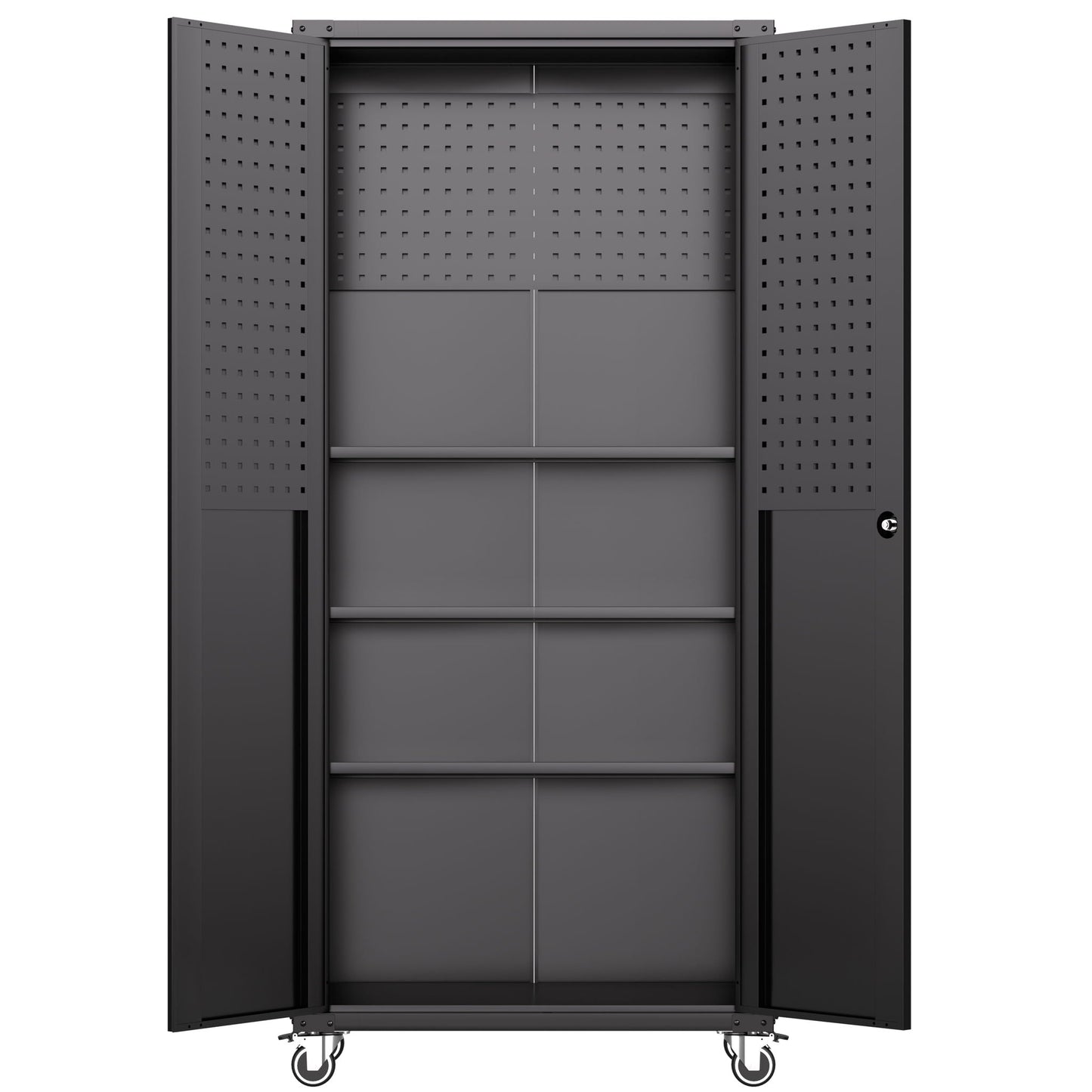 Garage Storage Cabinet With Wheels Heavy-Duty Tool Storage - Black