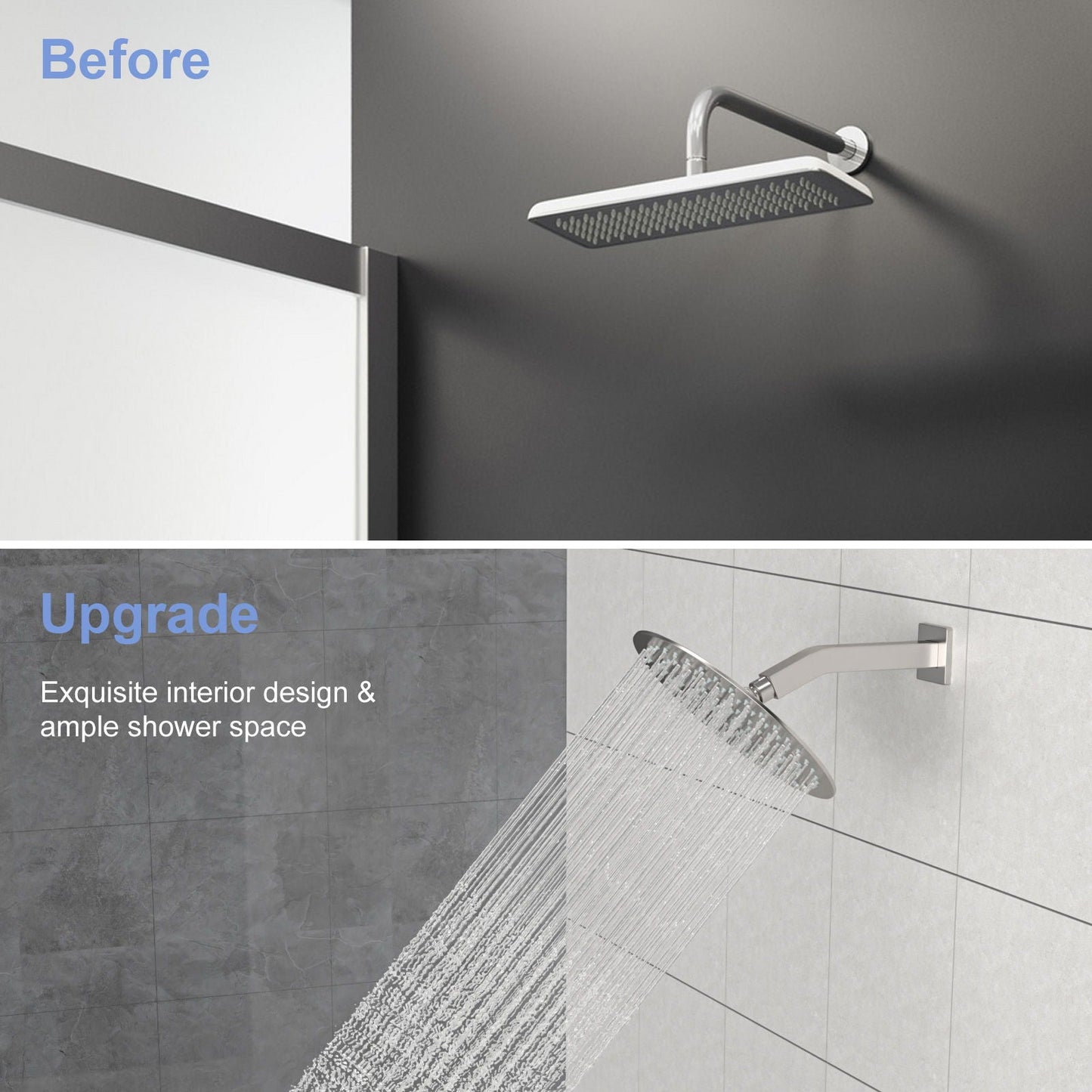 Elegant 6" Shower Arm With Flange, Stainless Steel Construction For Rain Shower Heads