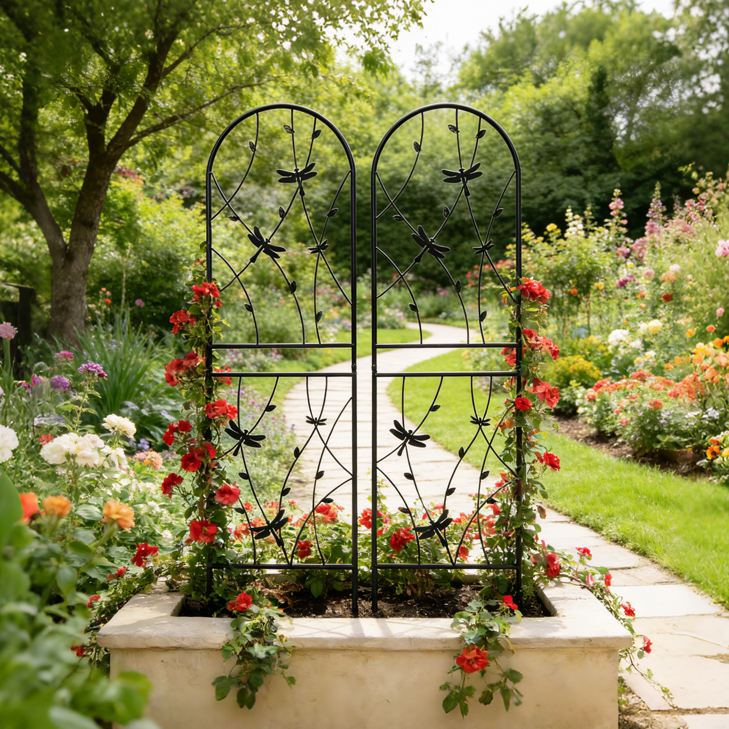 2 Pack Metal Garden Trellis 71" x 19.7" Rustproof Trellis for Climbing Plants