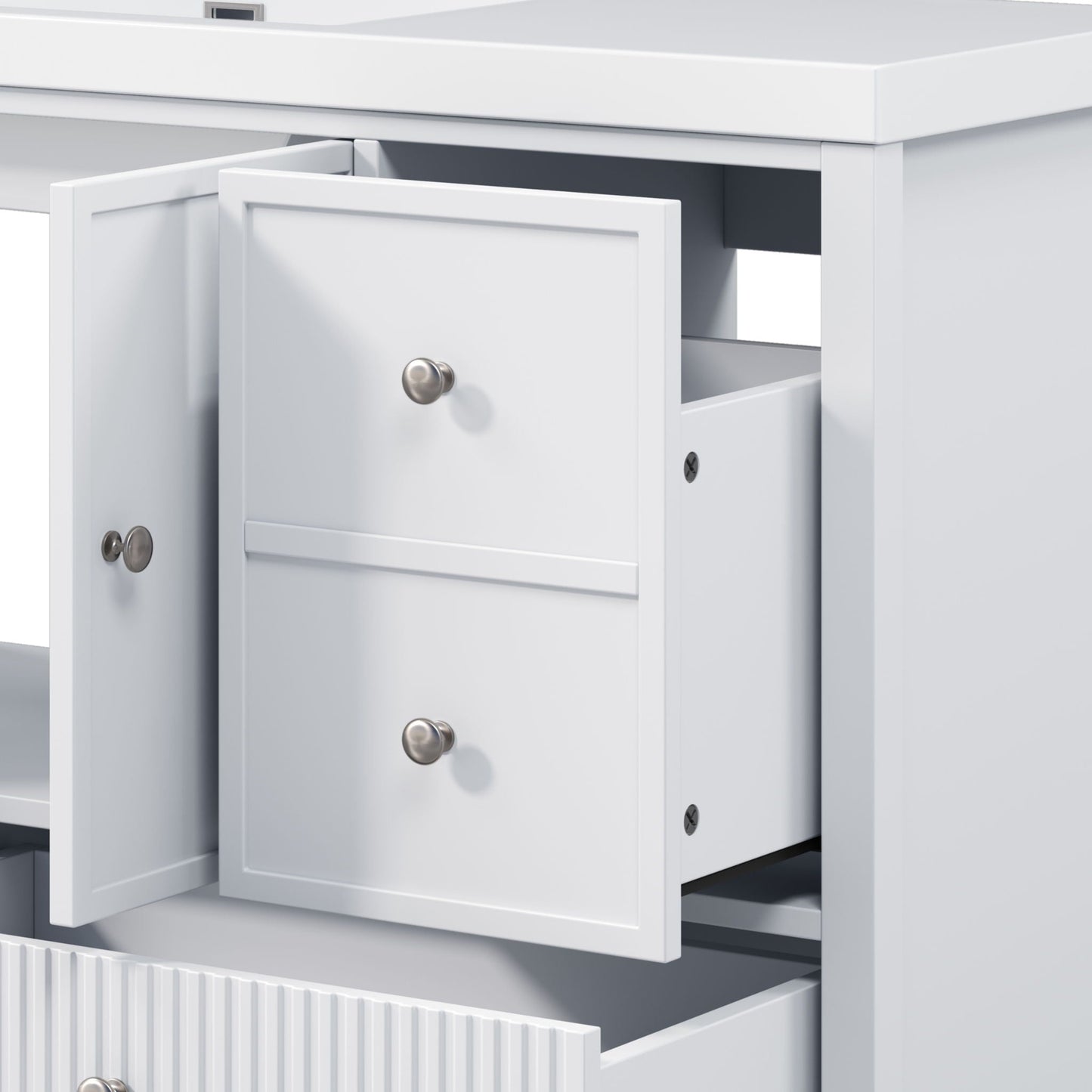 Bathroom Vanity With Separate Sink, Soft Close Doors And 4 Drawers