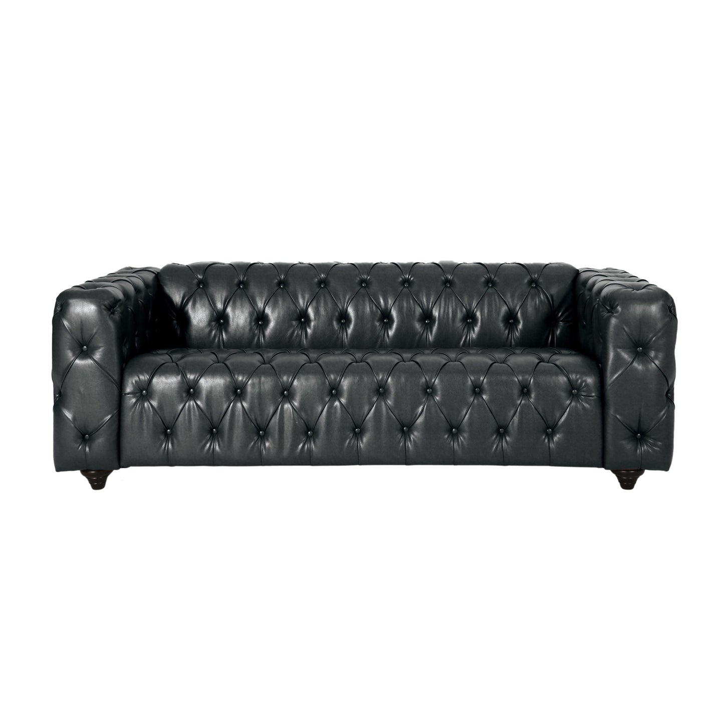 Comfy 3 Seat Sofa with Wooden Legs - Black
