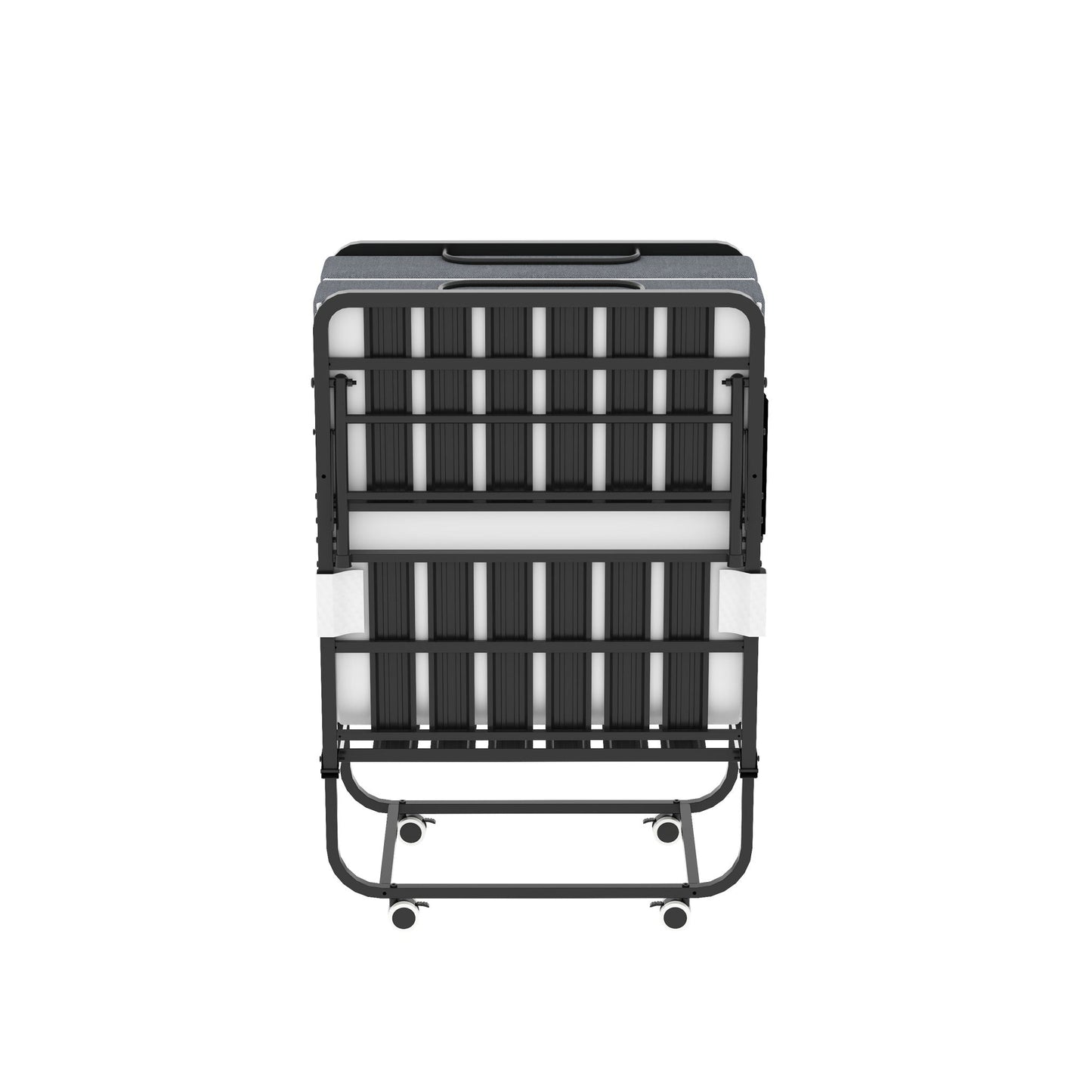Twin Folding Bed With Memory Foam Mattress, On Wheels, Portable Bed For Adults & Guests - Black