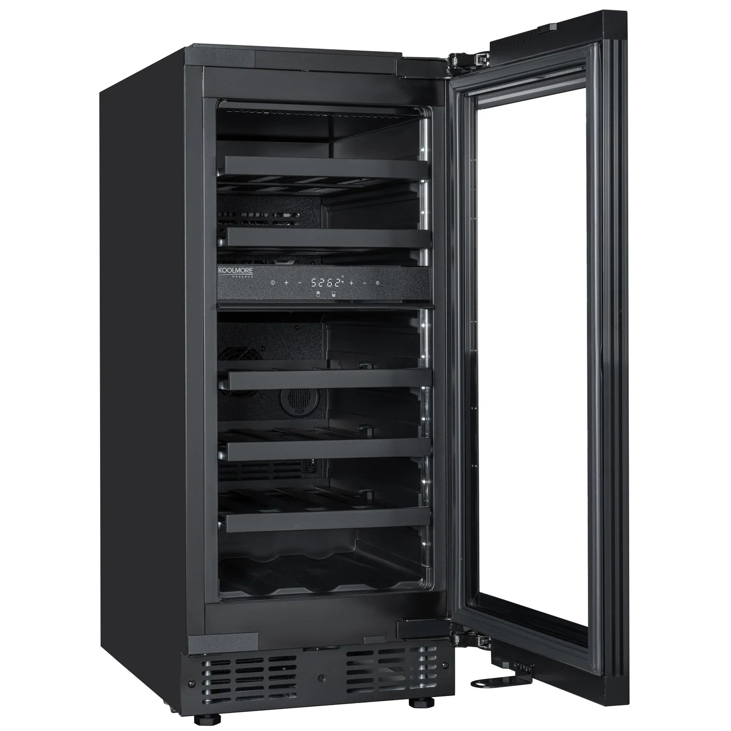 KoolMore Reserve 15 in. Under-Counter Panel Ready Dual Zone Built-in Wine Cooler and 23 Bottle Capacity in Black