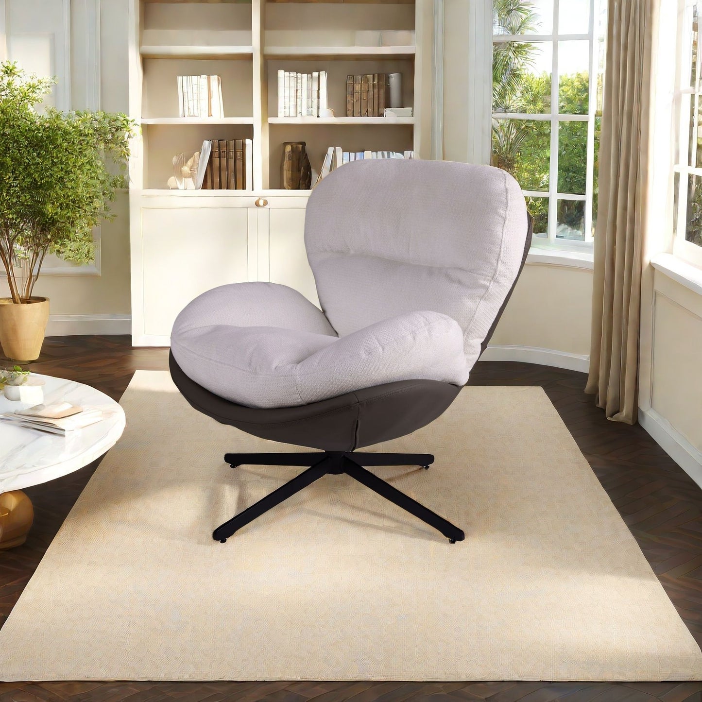 360° Swivel Office Chair, No Wheels