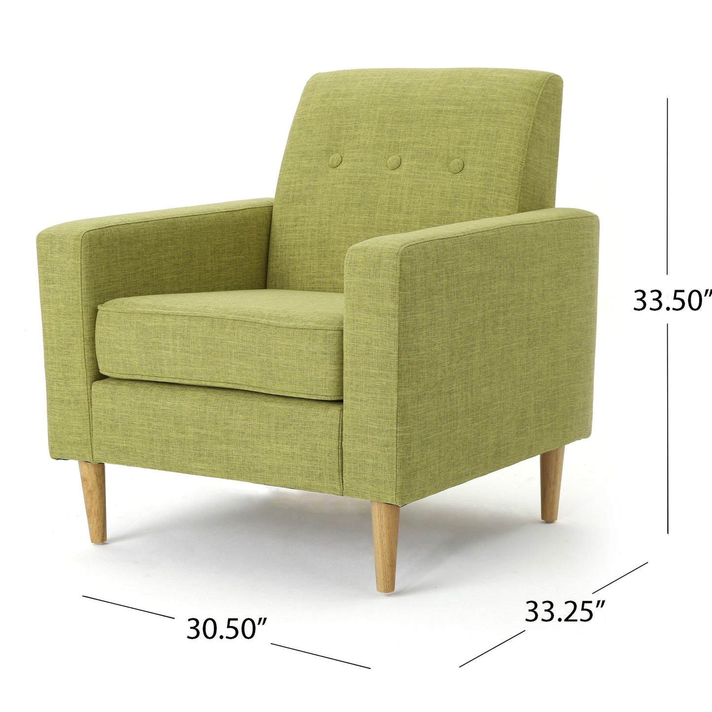 Nebulize Upholstered Fabric Club Chair With Button Tufted And Square Off Arm And Back