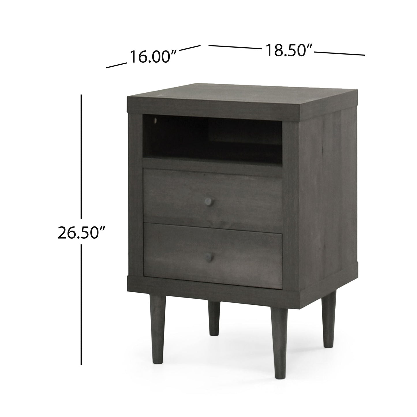 Nystrom Mid Century Modern 2 Drawer Nightstand