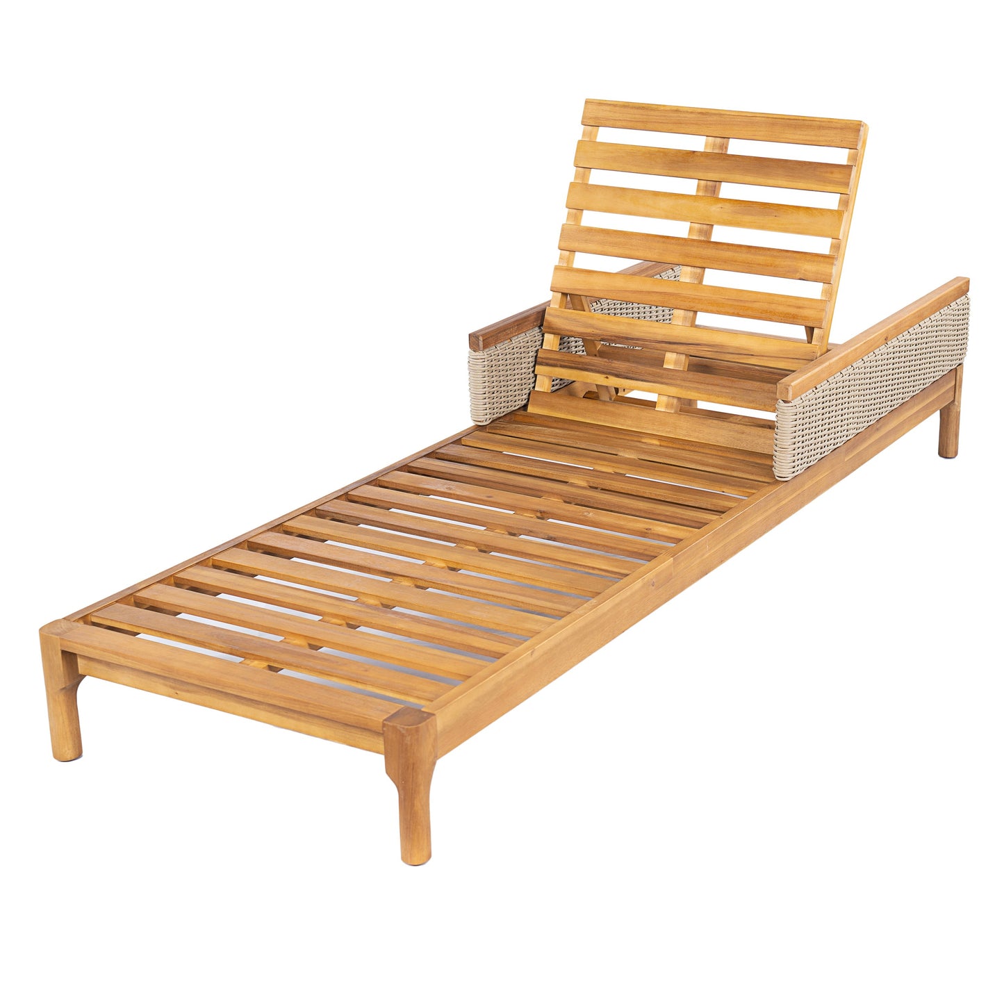 76.8" Solid Acacia Wood Sun Lounger Set of 2 with Cushions