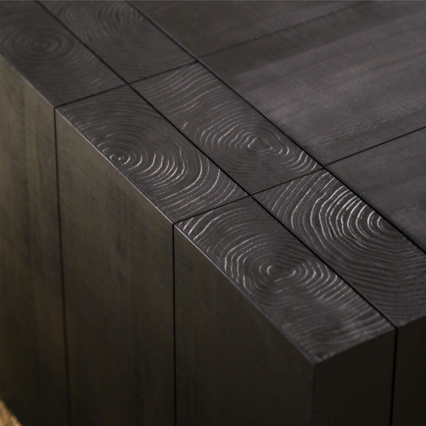 Modern Black Solid Wood Coffee Table, 49in Rectangular