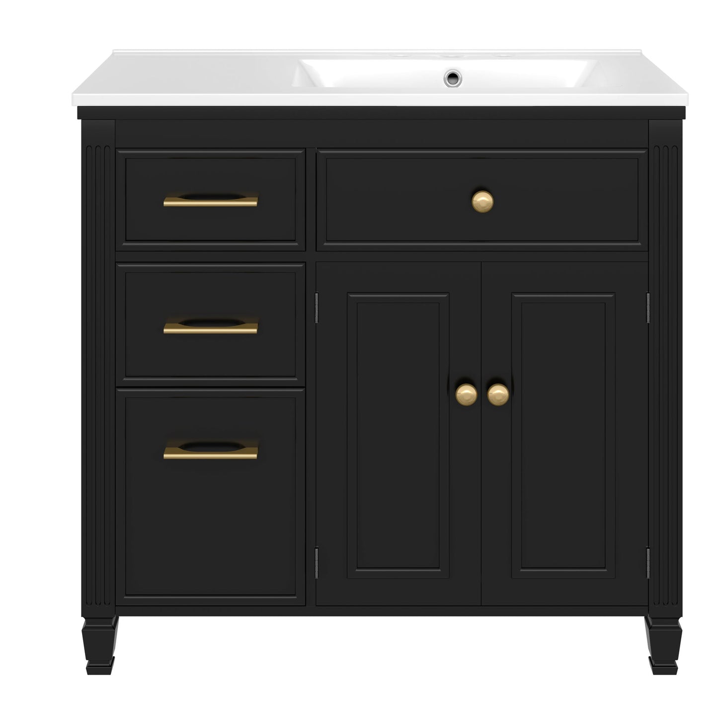 Modern Bathroom Vanity With Ceramic Sink, Freestanding