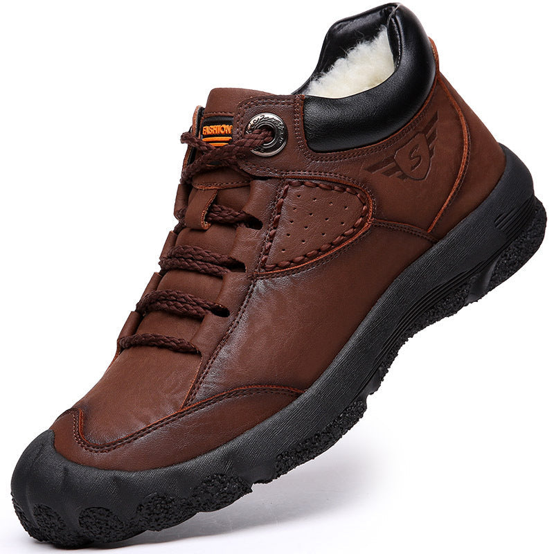 Thickened Casual Fleece-lined Warm Snow Boots Outdoor Non-slip Hiking Shoes