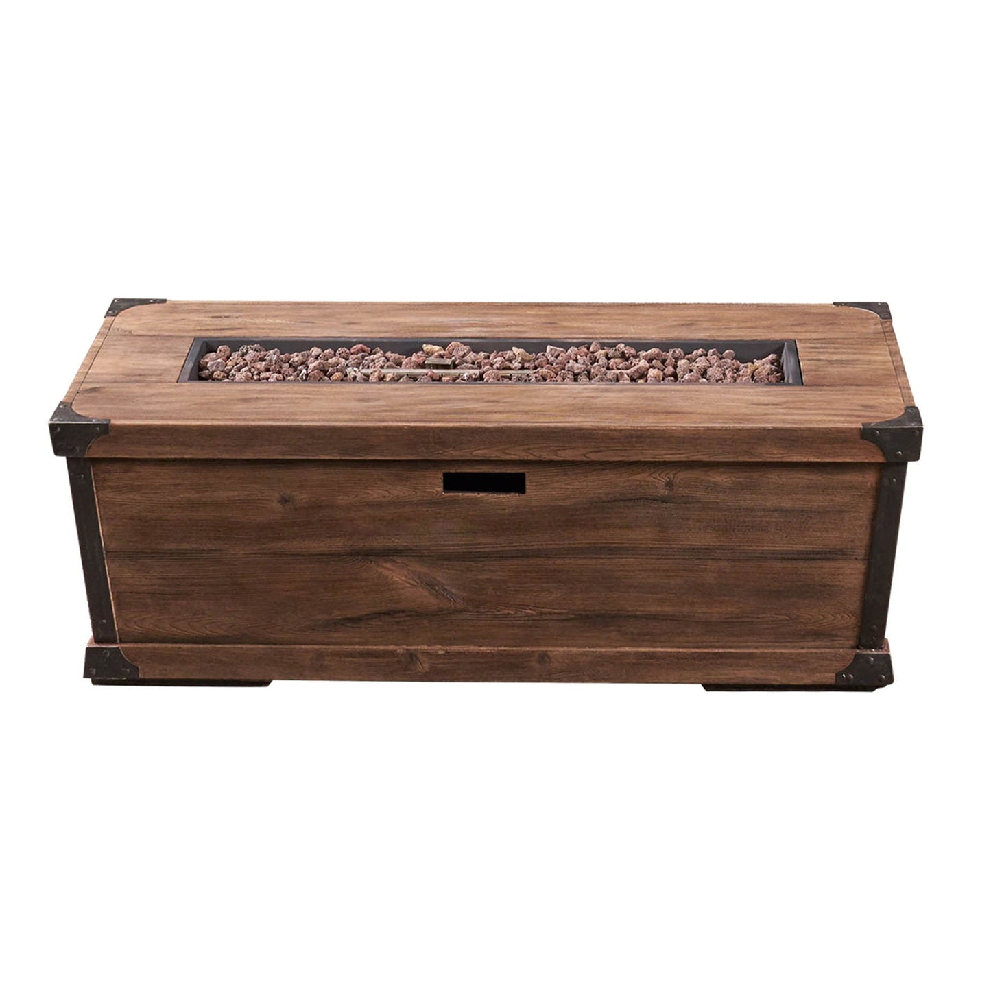 Outdoor Patio Rectangle Gas Burning Fire Pit - Wood Pattern