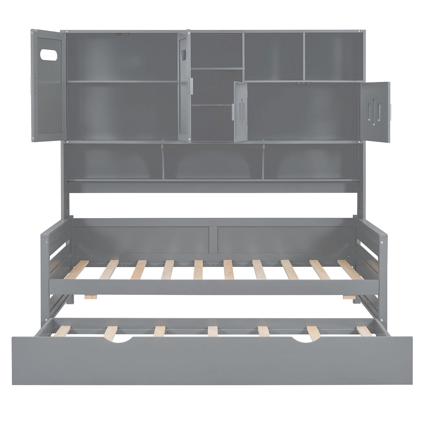 Daybed With All-In-One Cabinet And Shelf
