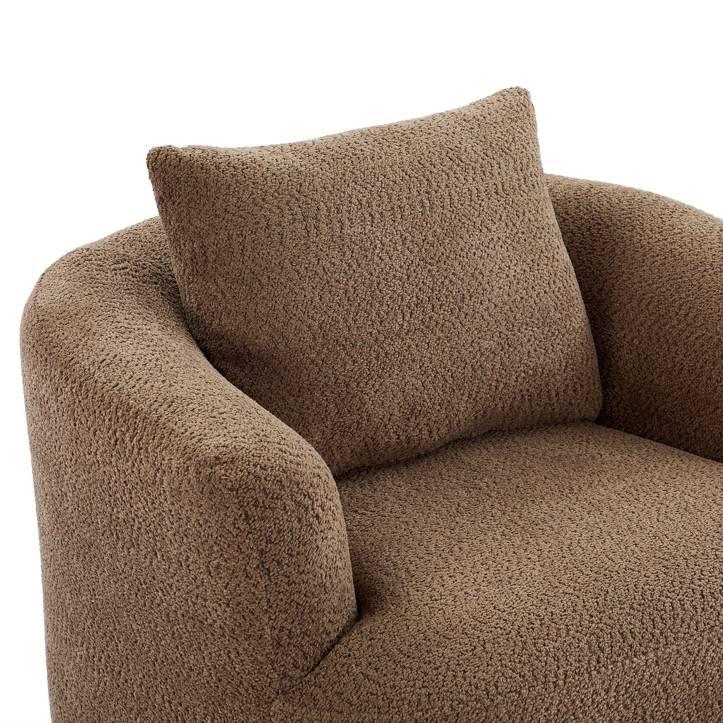 360° Swivel Barrel Sofa Chair With Throw Pillow, Upholstered Accent Chair